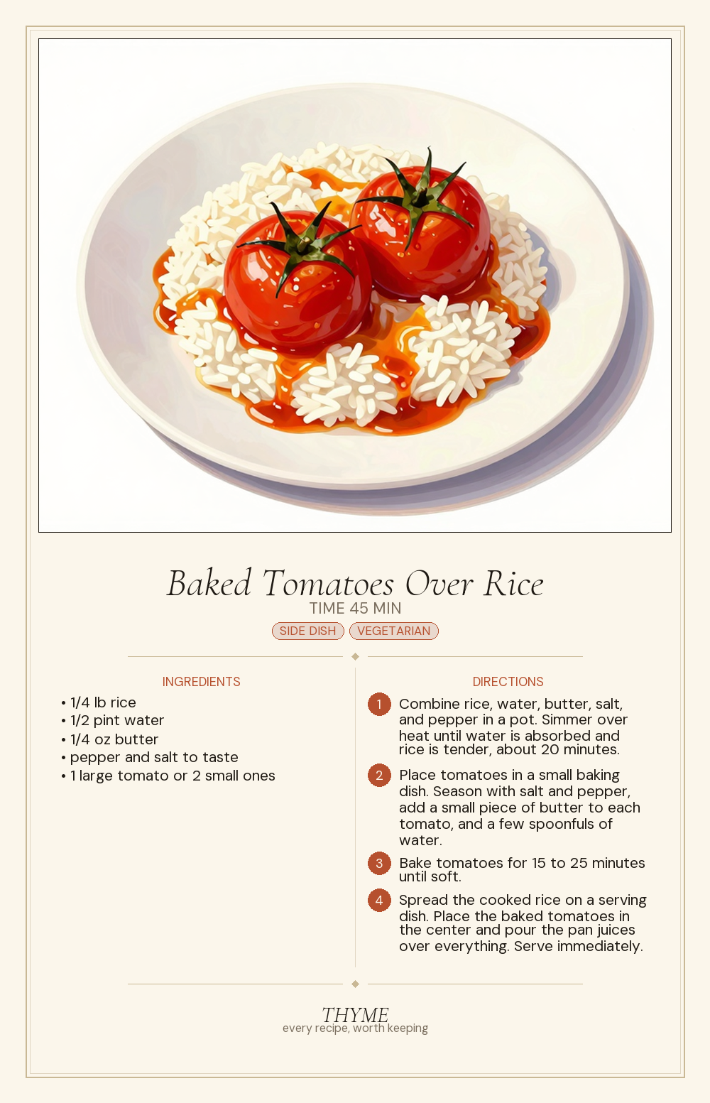 Baked Tomatoes Over Rice