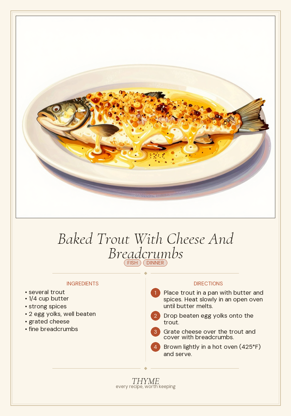 Baked Trout With Cheese And Breadcrumbs