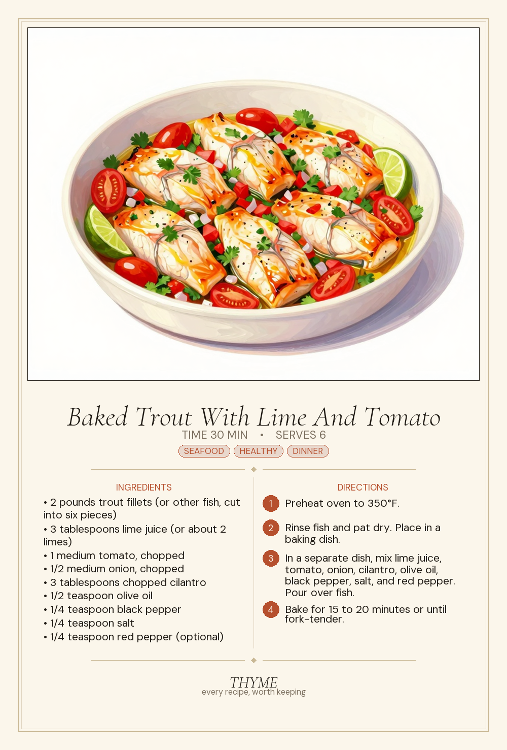Baked Trout With Lime And Tomato