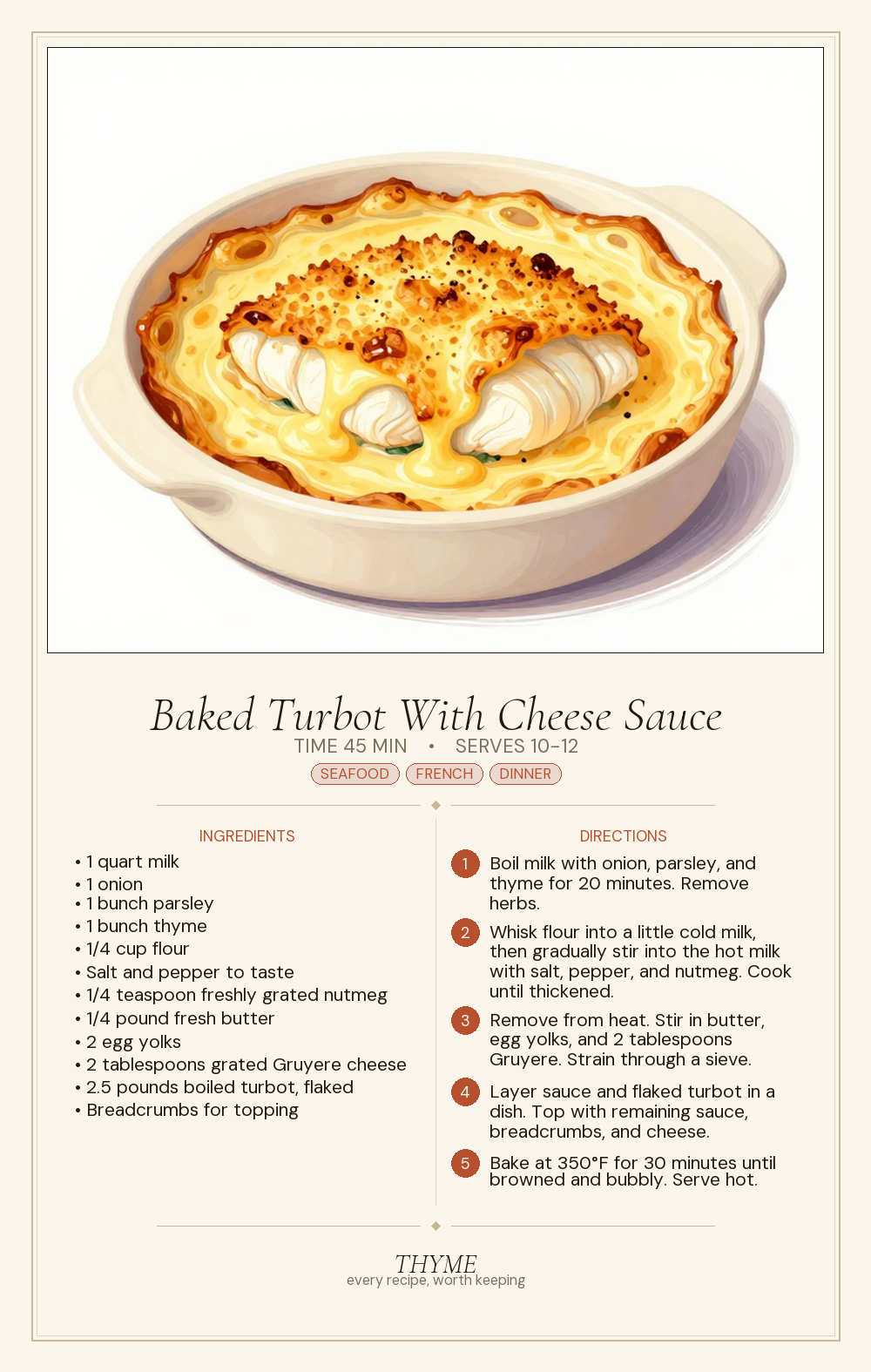 Baked Turbot With Cheese Sauce