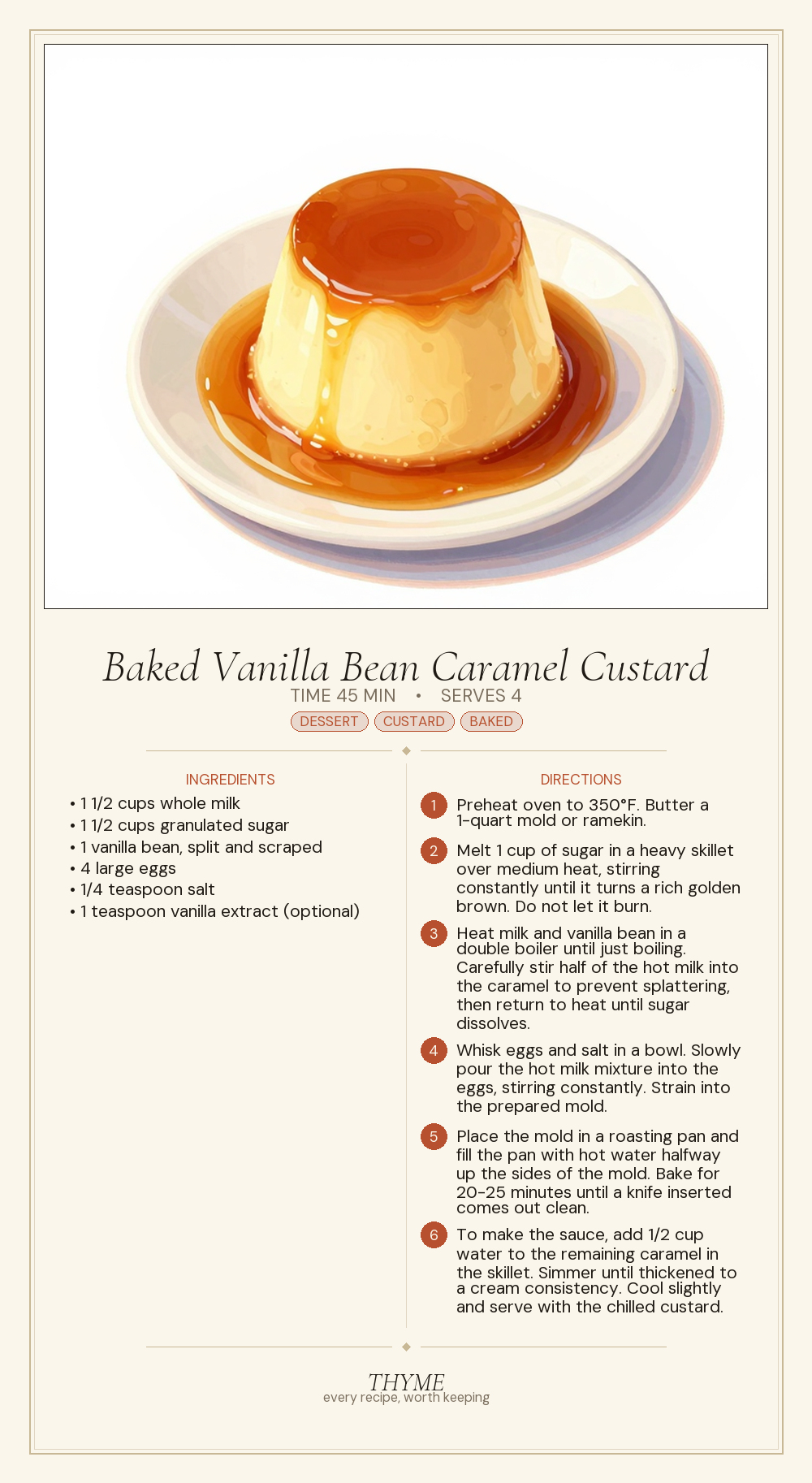 Baked Vanilla Bean Caramel Custard