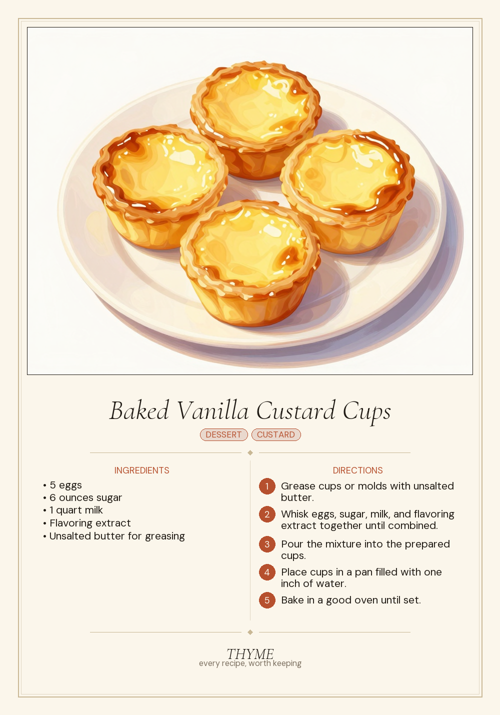 Baked Vanilla Custard Cups