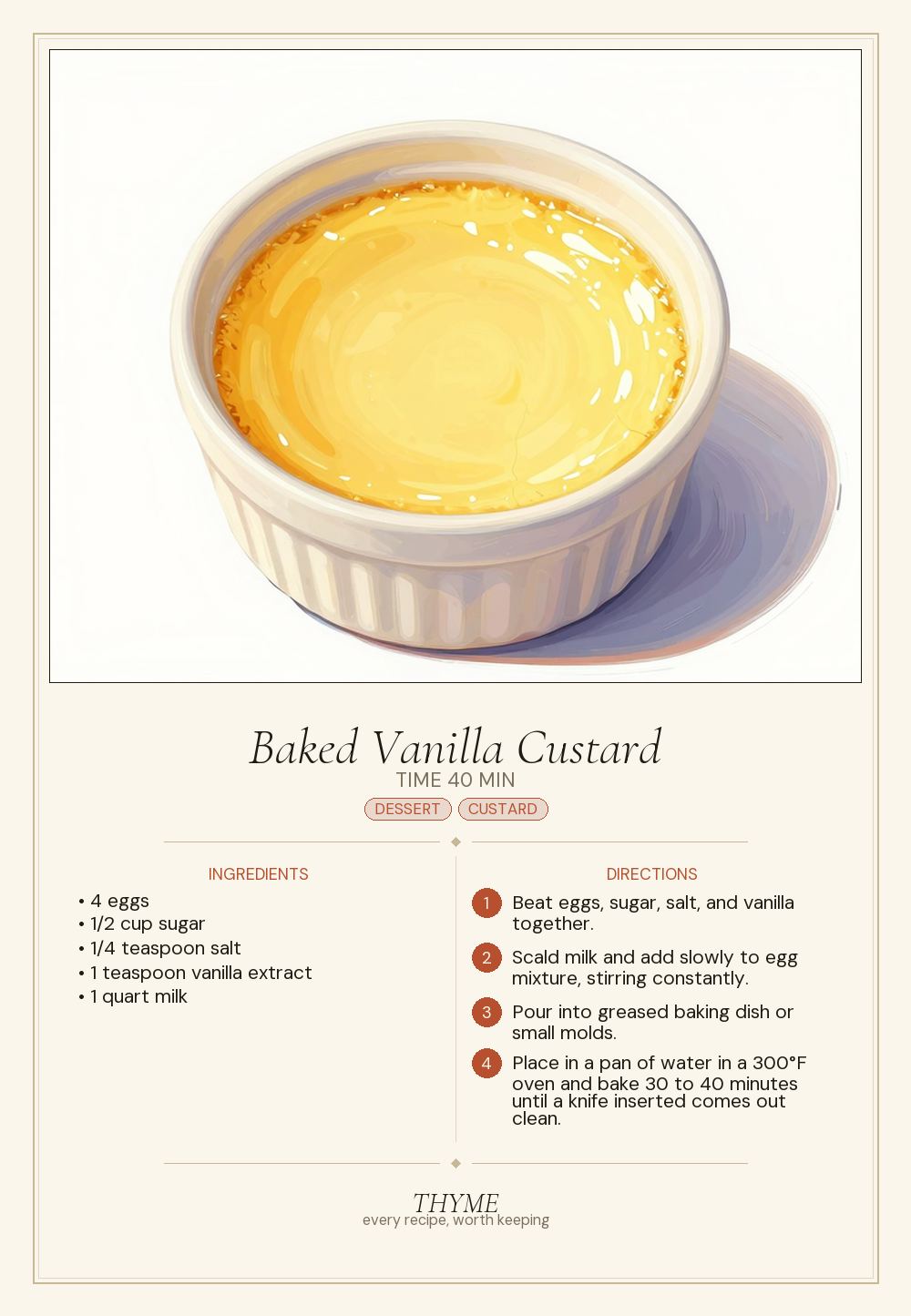 Baked Vanilla Custard