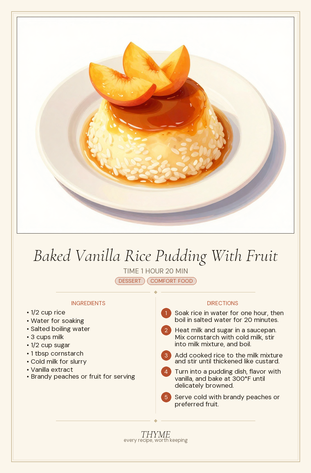 Baked Vanilla Rice Pudding With Fruit