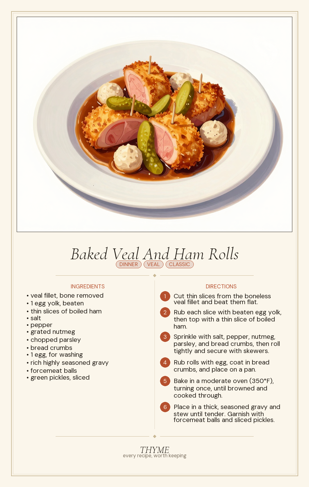 Baked Veal And Ham Rolls