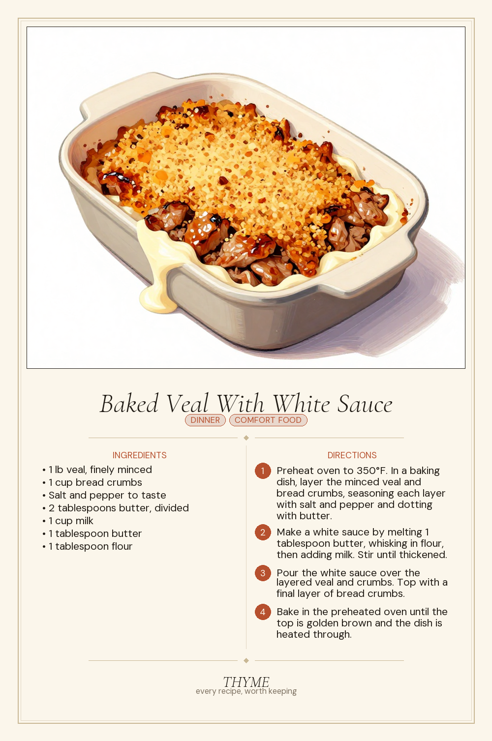 Baked Veal With White Sauce