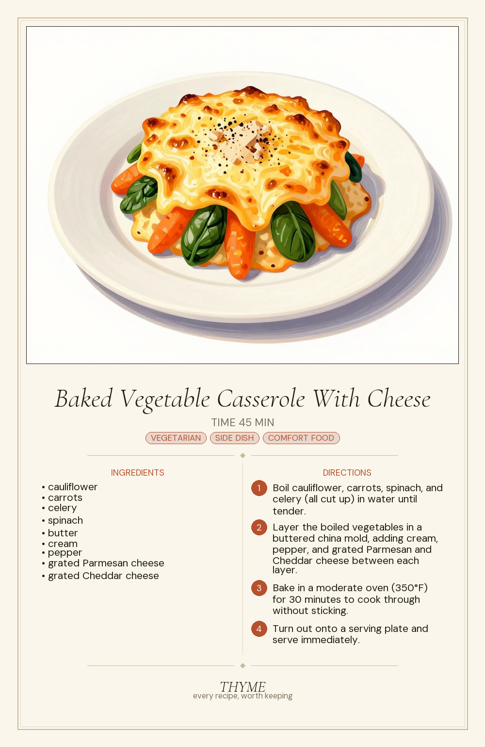 Baked Vegetable Casserole With Cheese