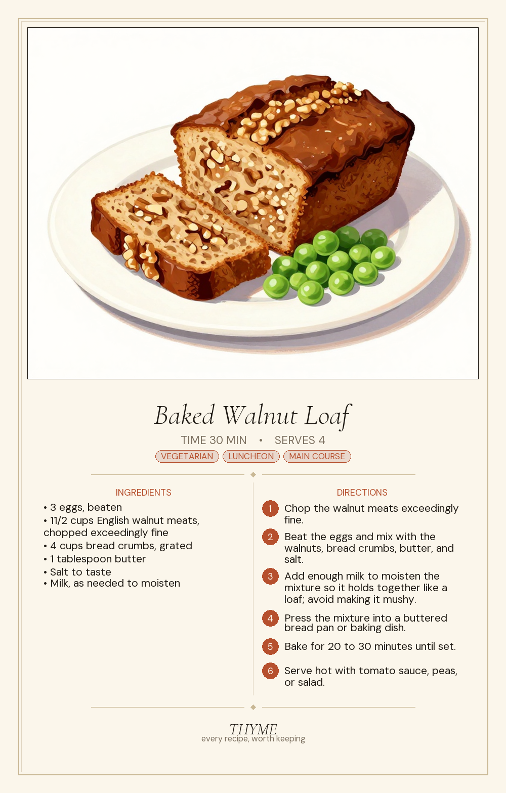 Baked Walnut Loaf