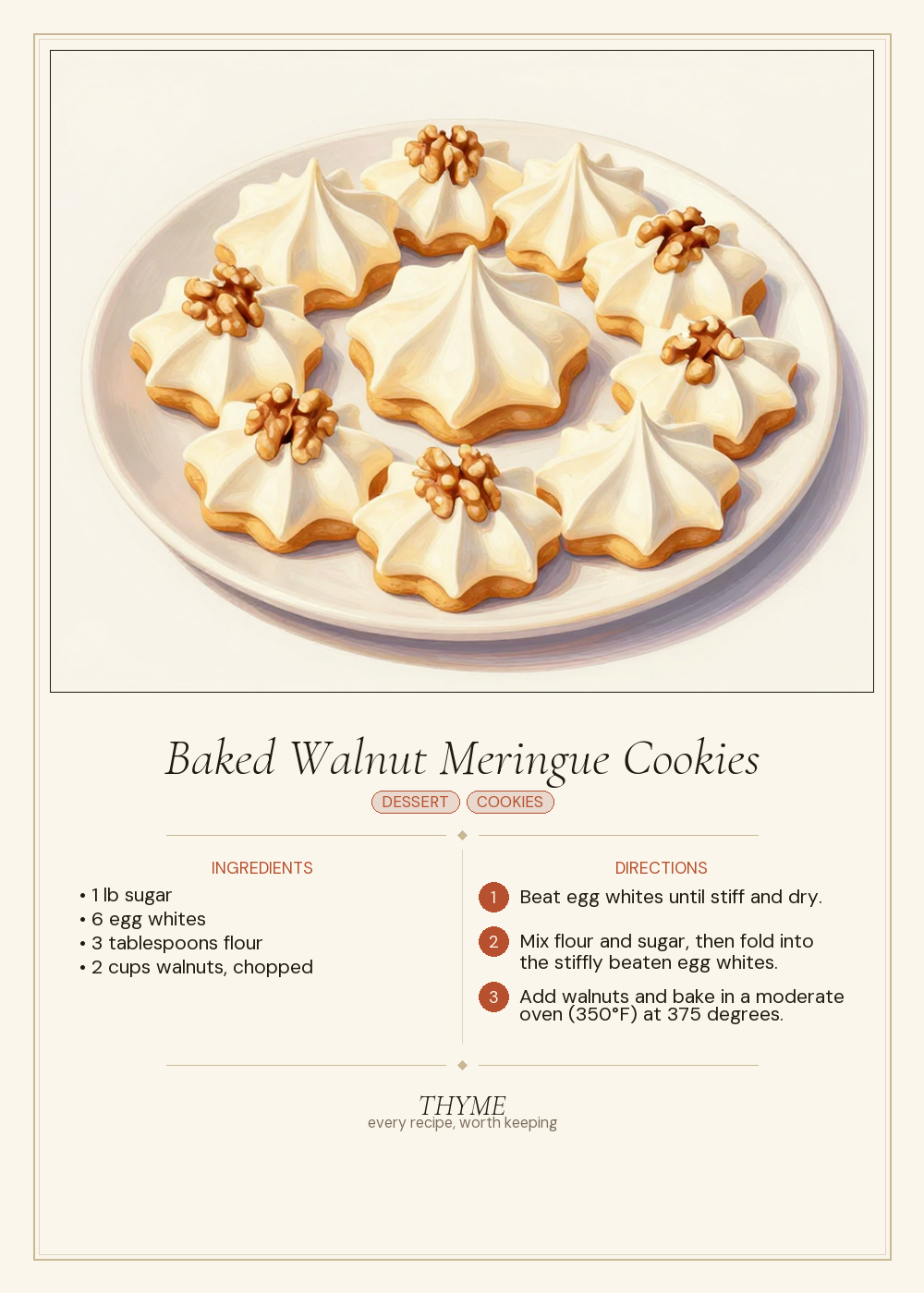 Baked Walnut Meringue Cookies