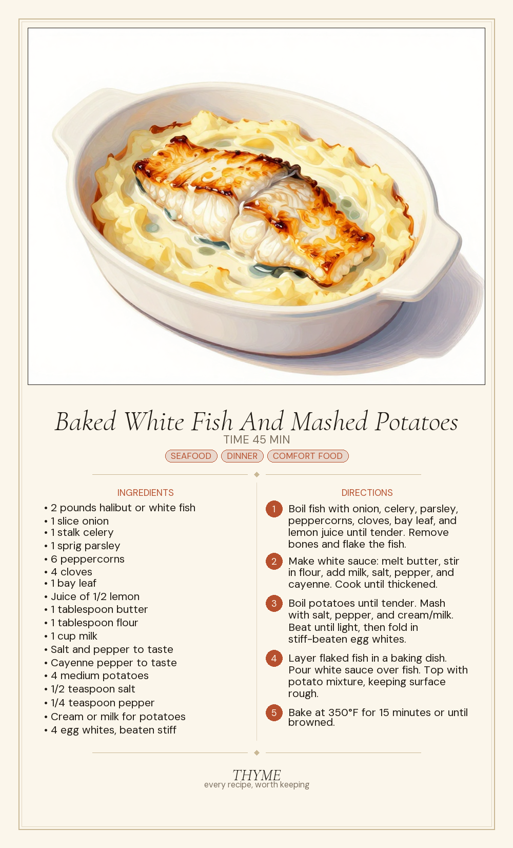 Baked White Fish And Mashed Potatoes