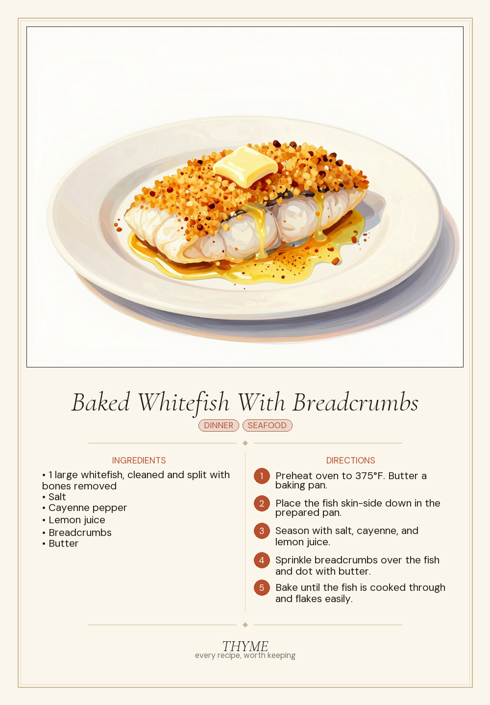 Baked Whitefish With Breadcrumbs