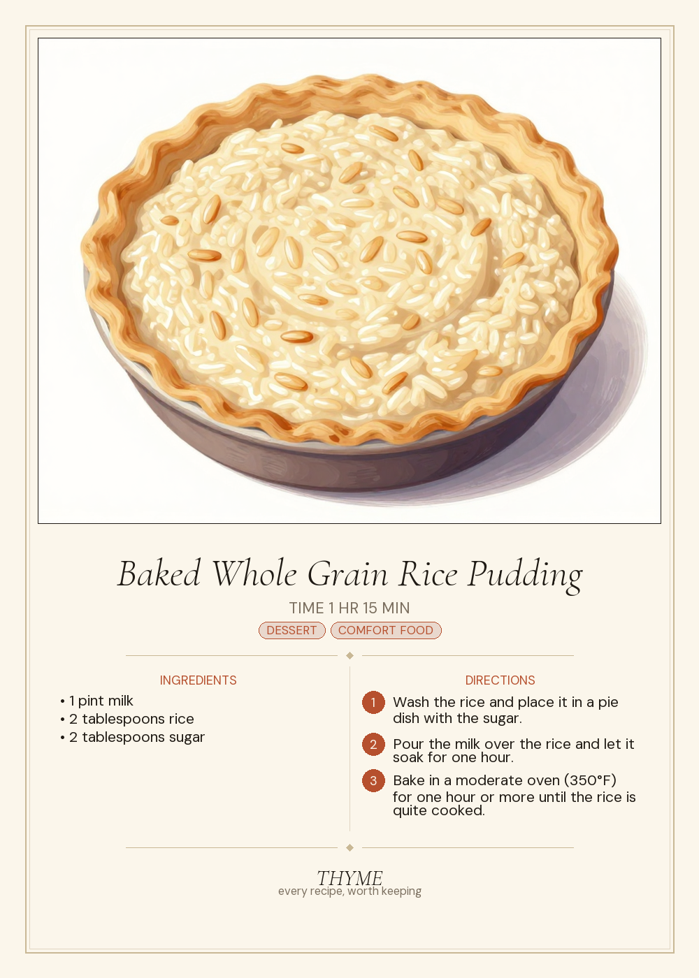 Baked Whole Grain Rice Pudding