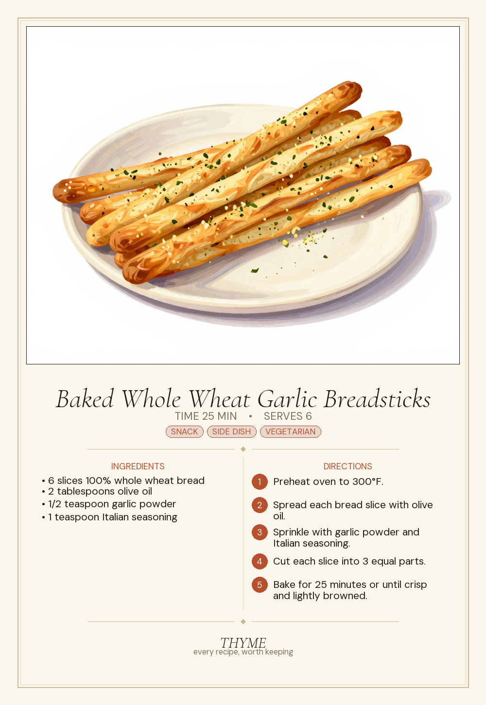 Baked Whole Wheat Garlic Breadsticks