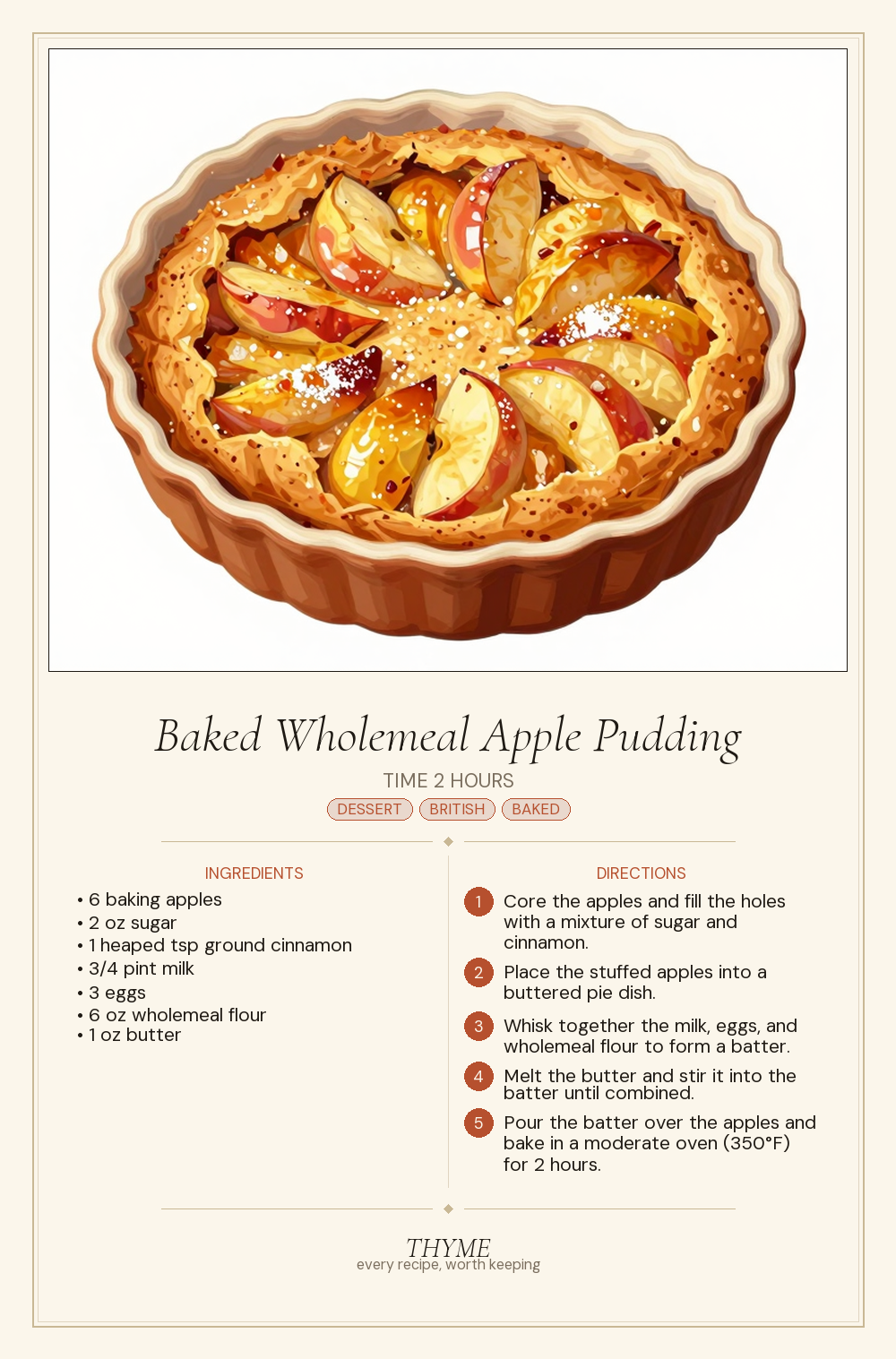 Baked Wholemeal Apple Pudding
