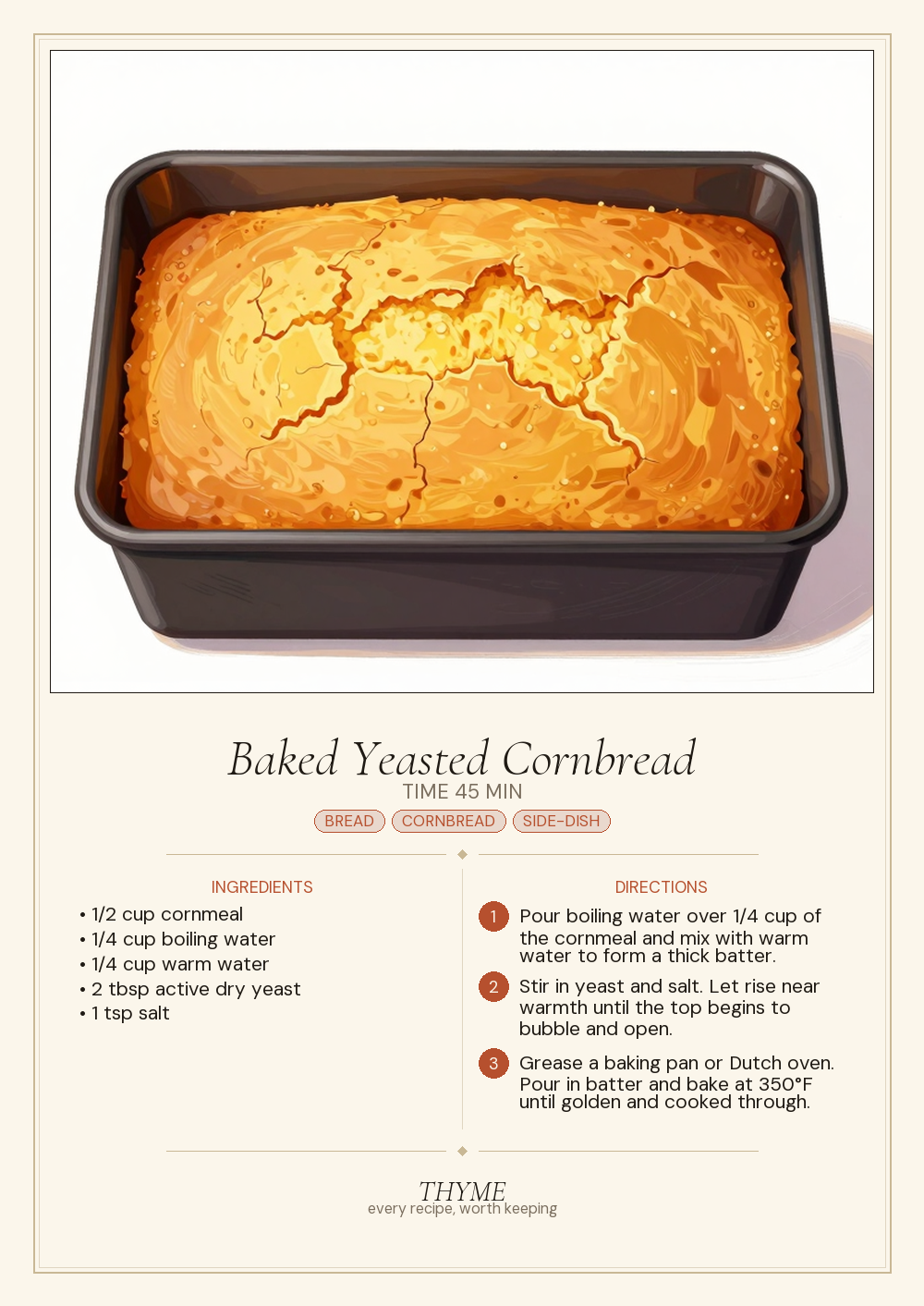 Baked Yeasted Cornbread