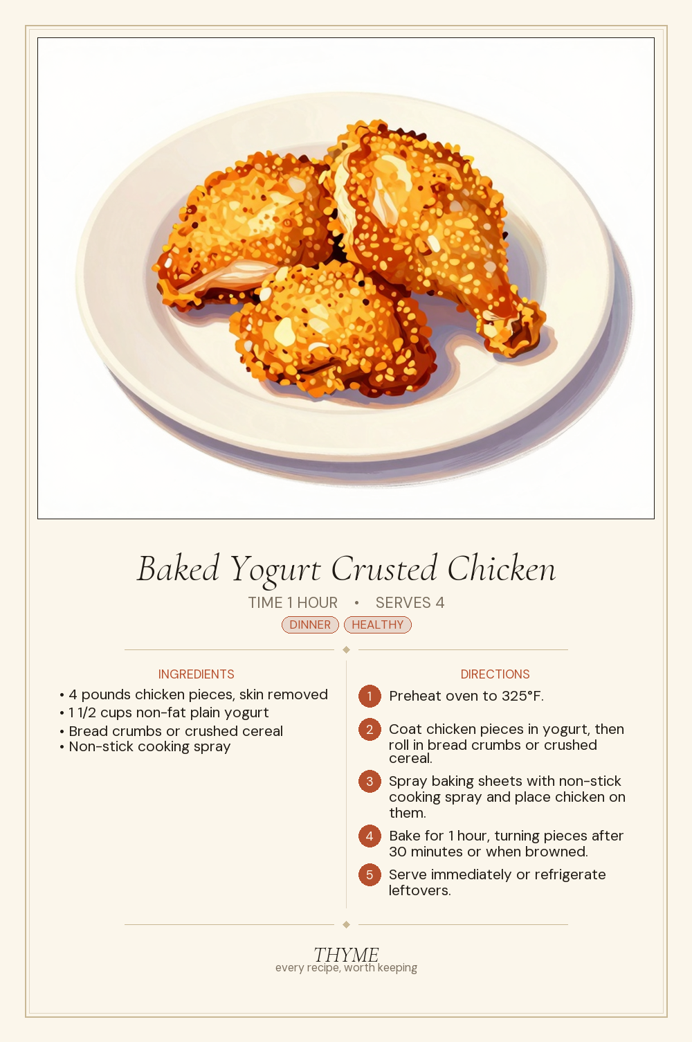 Baked Yogurt Crusted Chicken