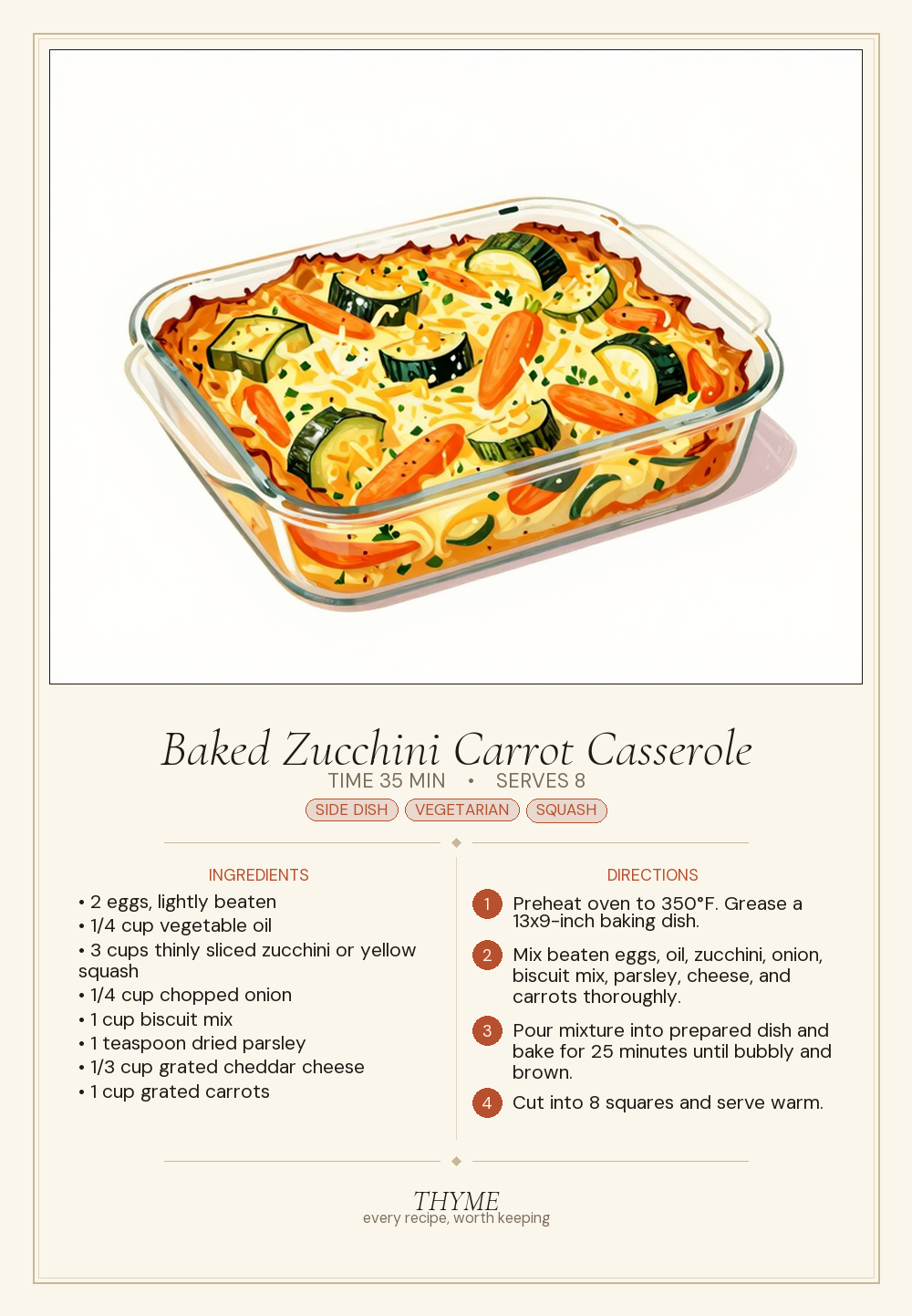 Baked Zucchini Carrot Casserole