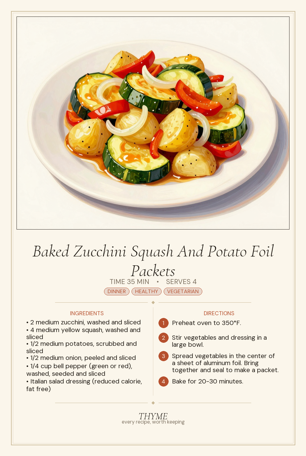 Baked Zucchini Squash And Potato Foil Packets