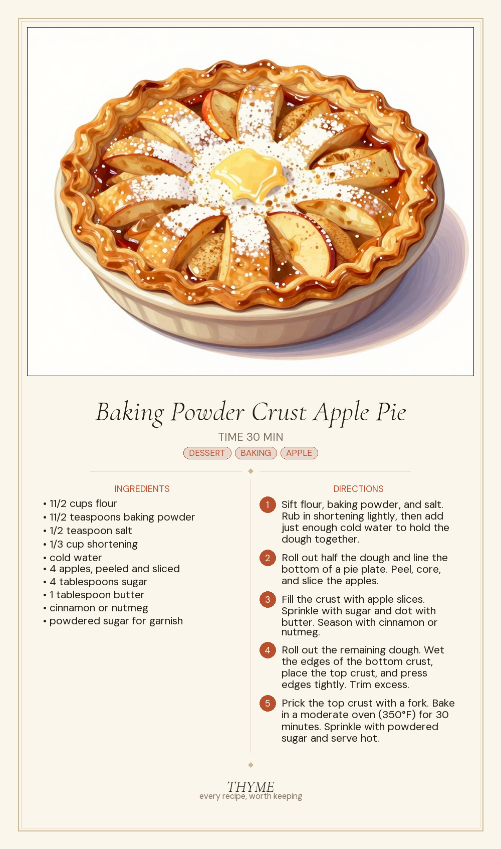 Baking Powder Crust Apple Pie