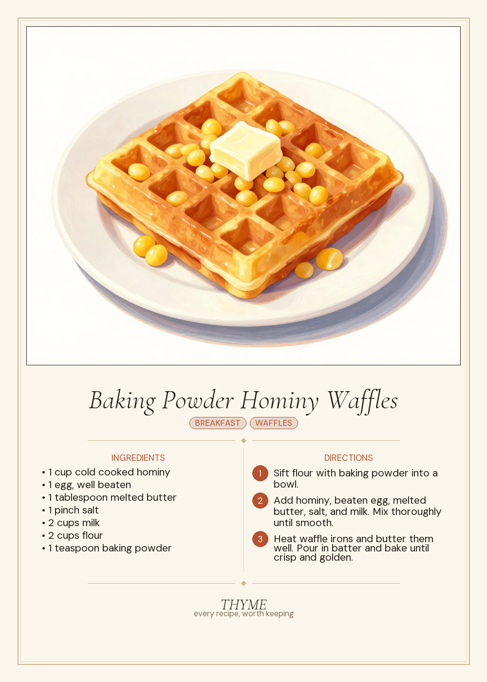 Baking Powder Hominy Waffles