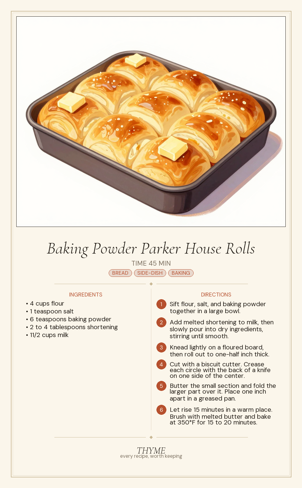 Baking Powder Parker House Rolls