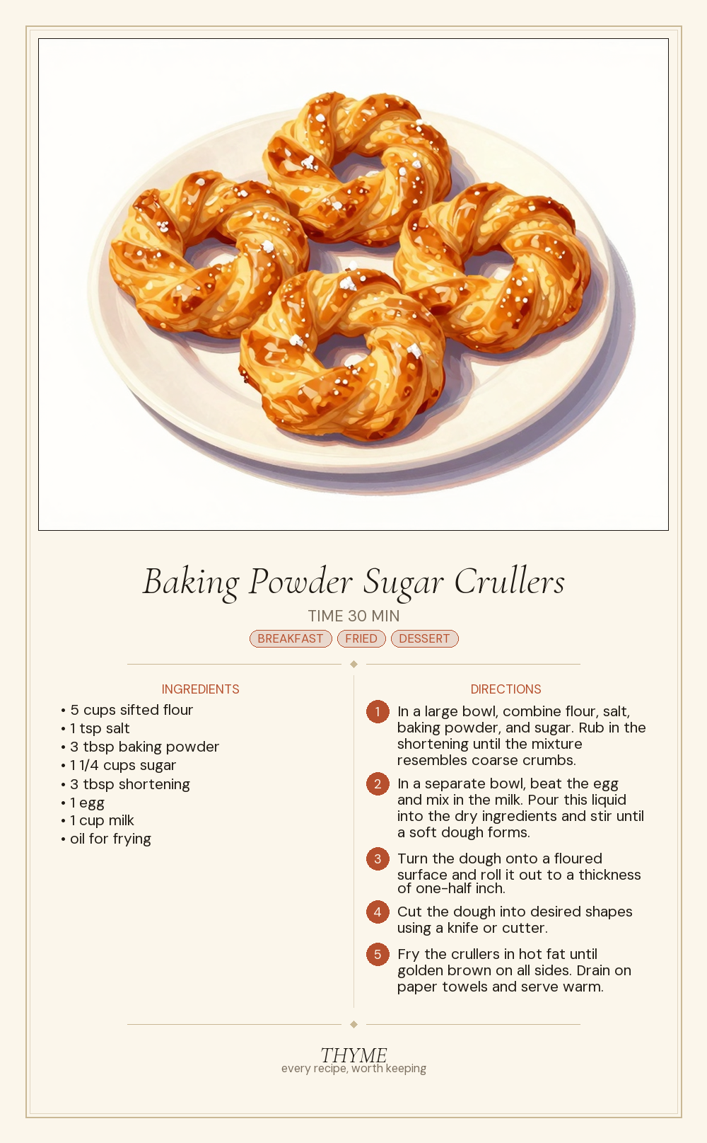 Baking Powder Sugar Crullers
