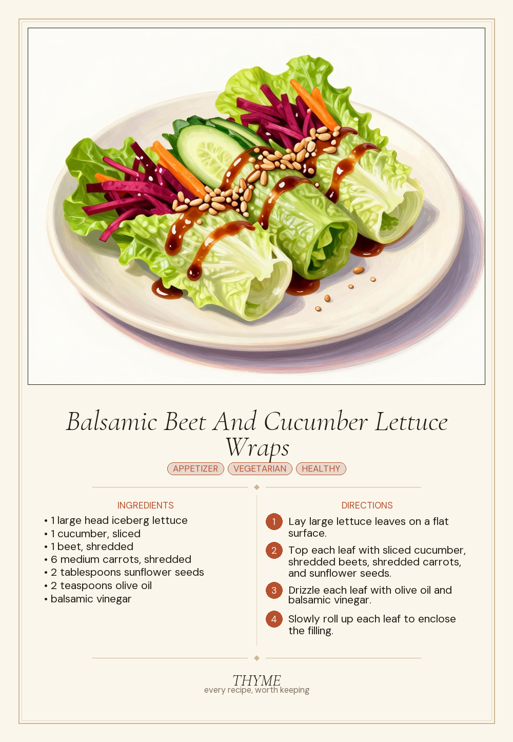 Balsamic Beet And Cucumber Lettuce Wraps