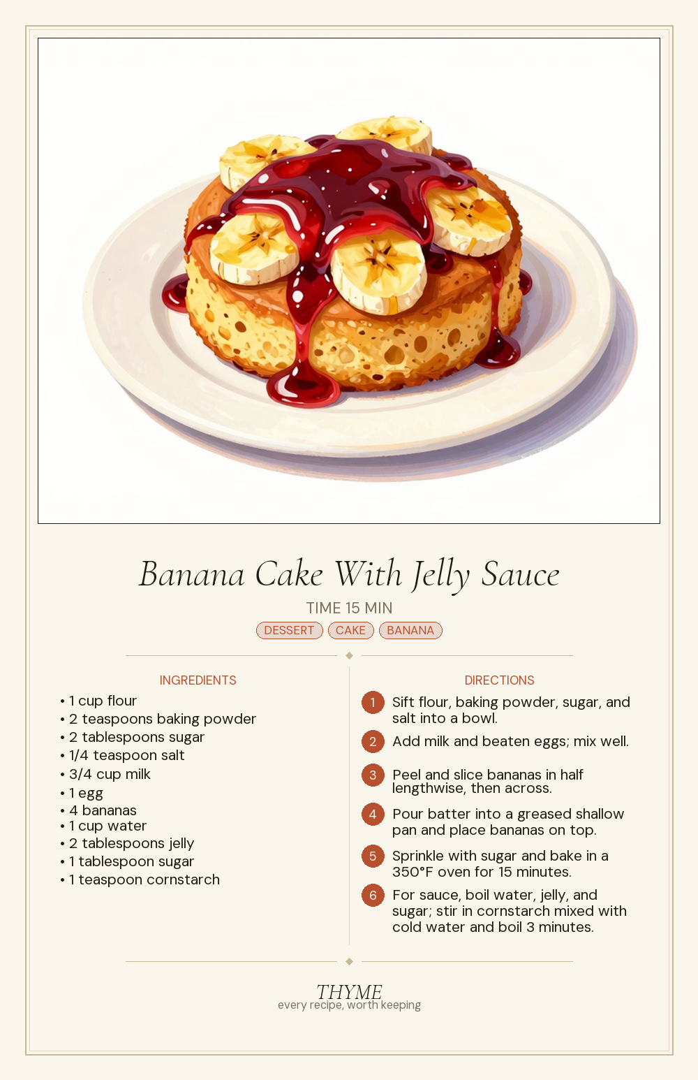 Banana Cake With Jelly Sauce
