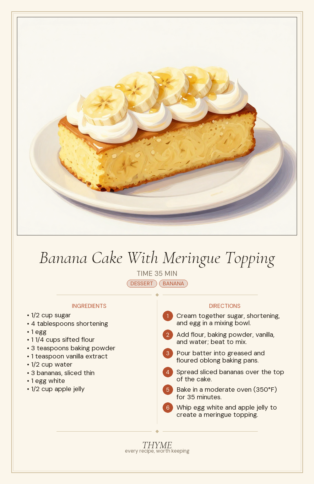 Banana Cake With Meringue Topping