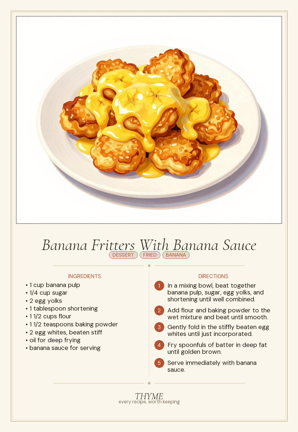 Banana Fritters With Banana Sauce