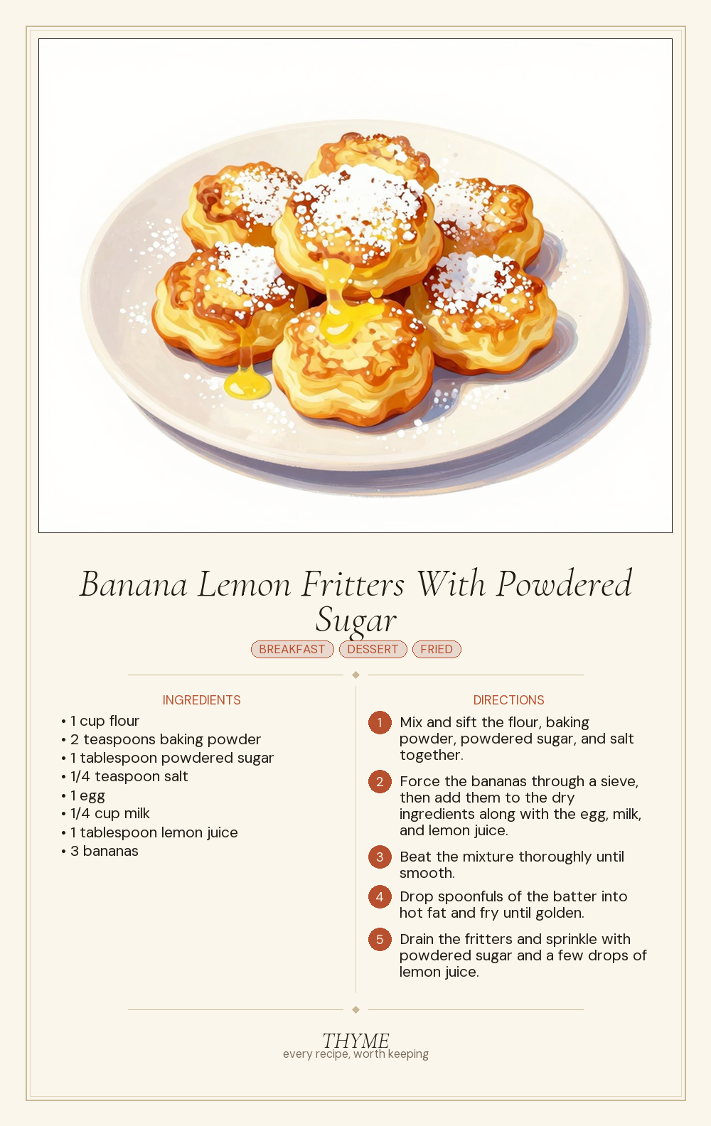 Banana Lemon Fritters With Powdered Sugar