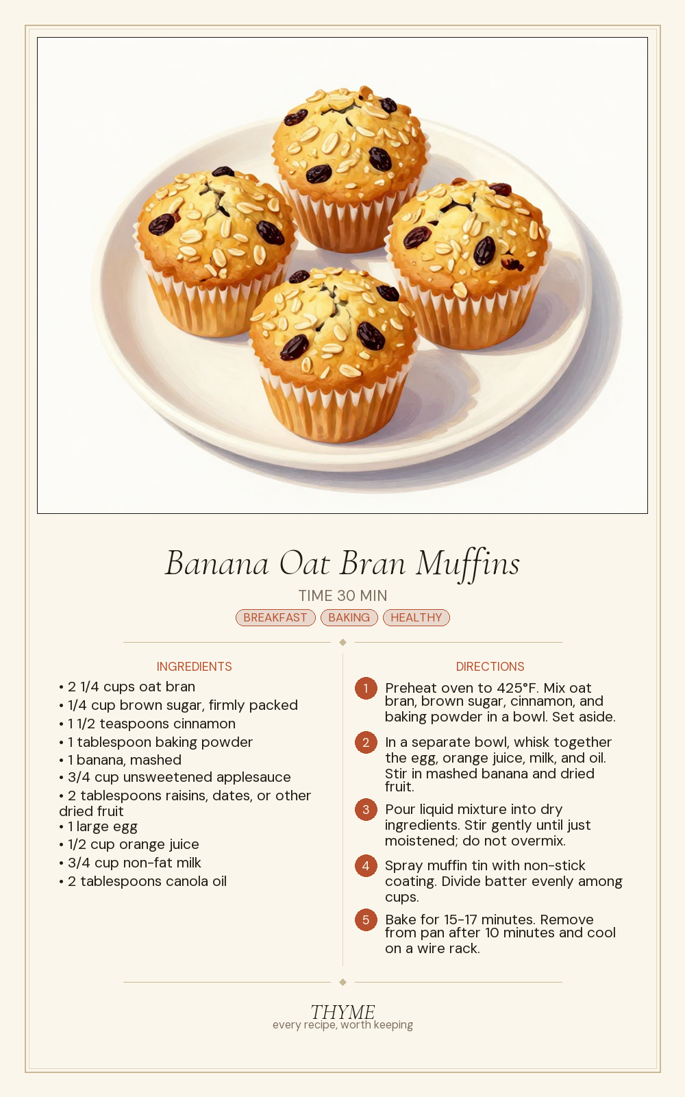 Banana Oat Bran Muffins