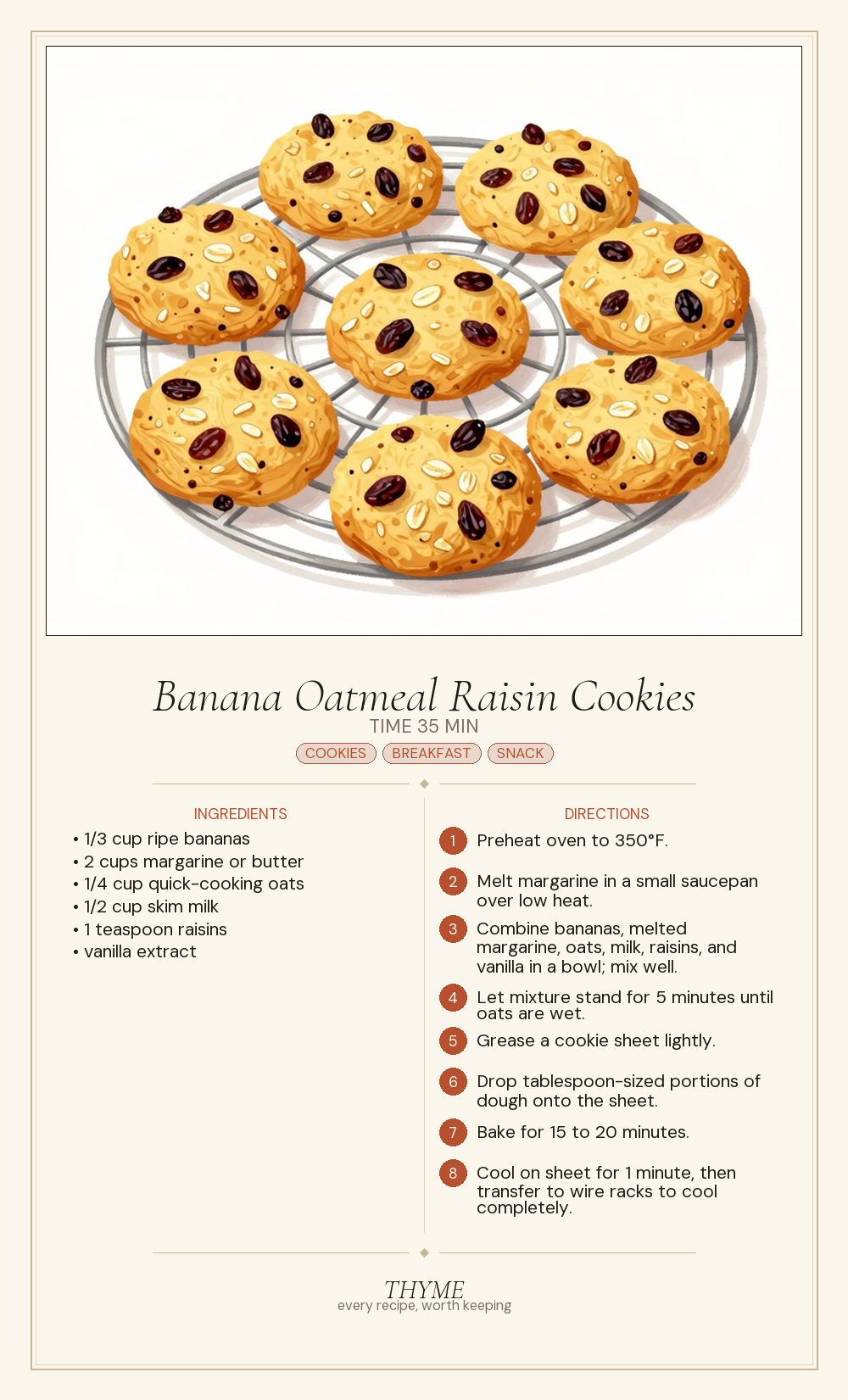 Banana Oatmeal Raisin Cookies