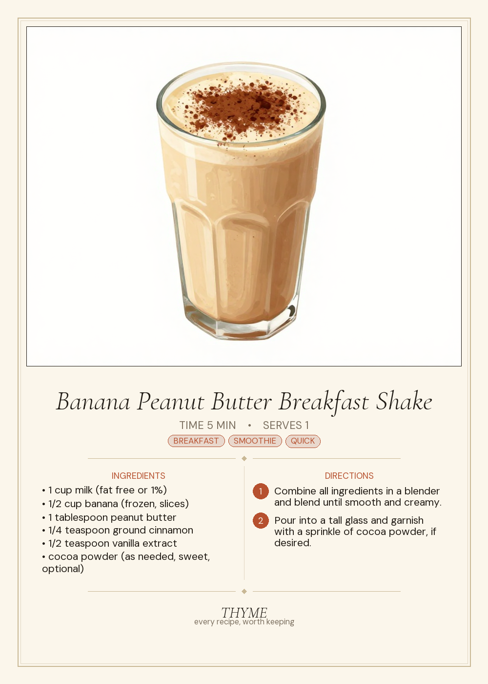 Banana Peanut Butter Breakfast Shake