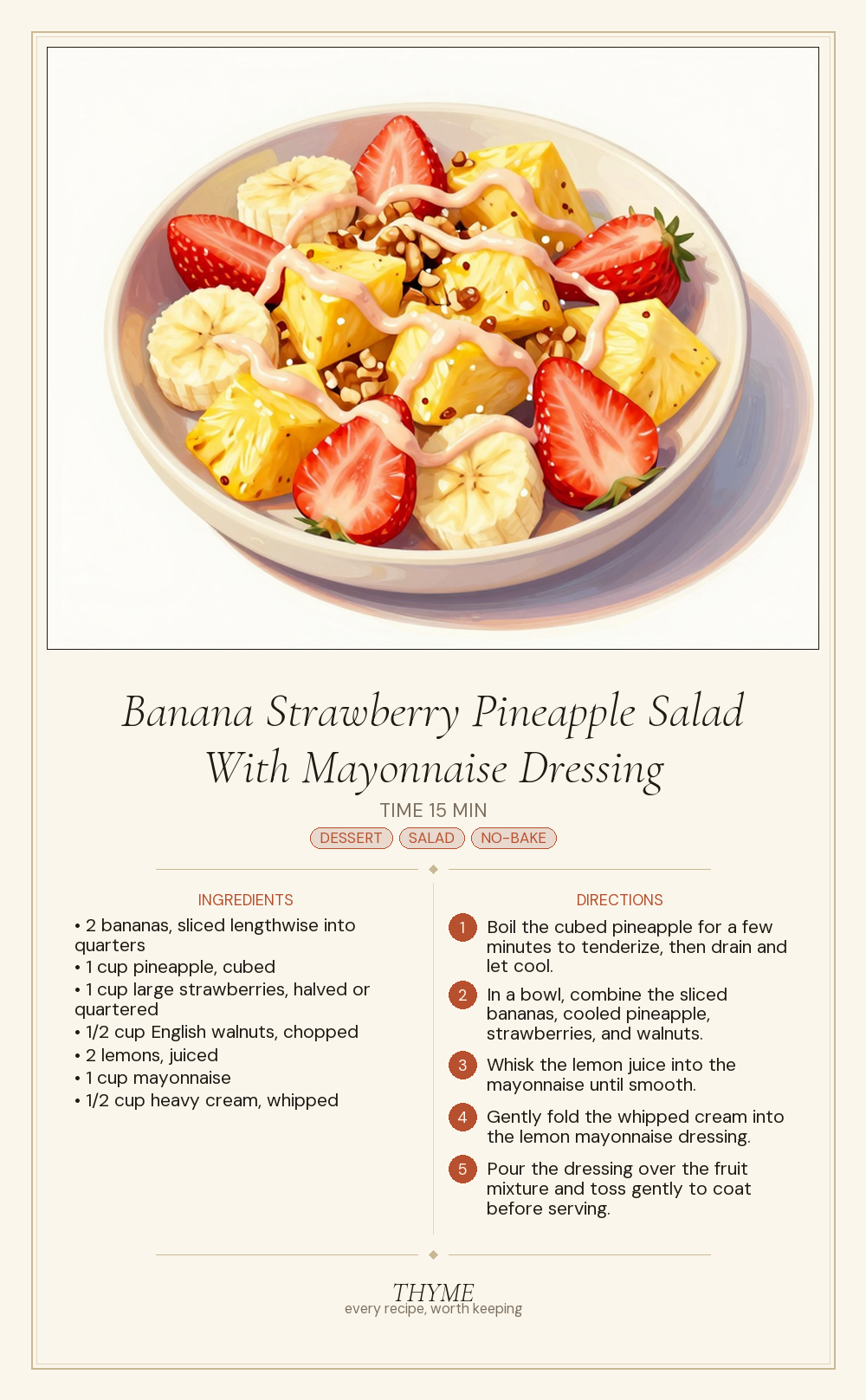 Banana Strawberry Pineapple Salad With Mayonnaise Dressing