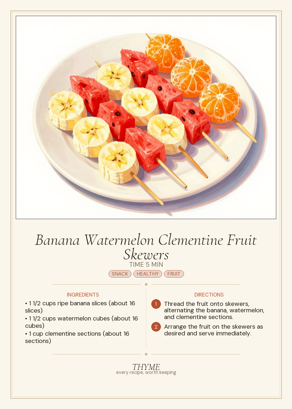 Banana Watermelon Clementine Fruit Skewers