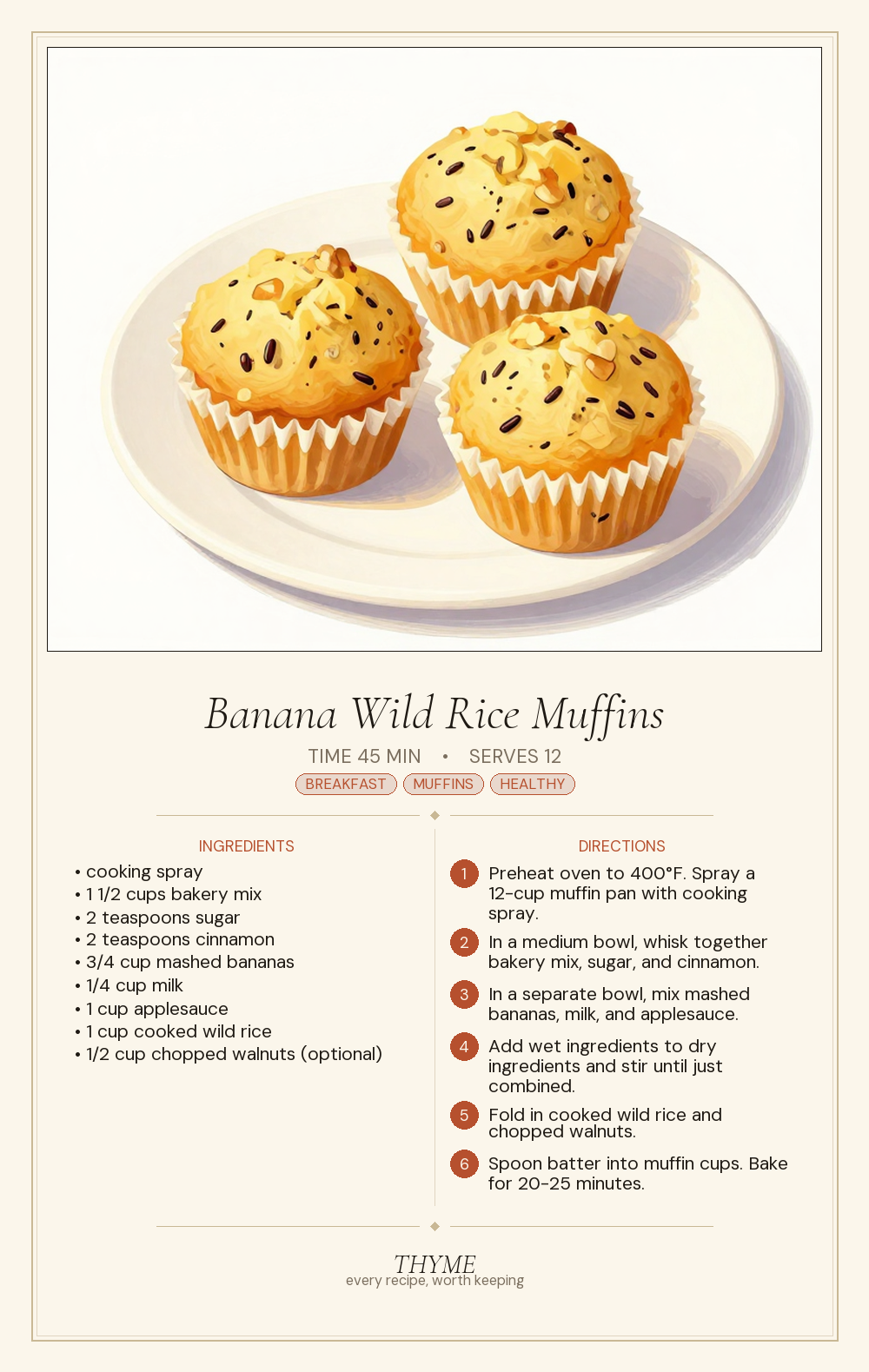 Banana Wild Rice Muffins