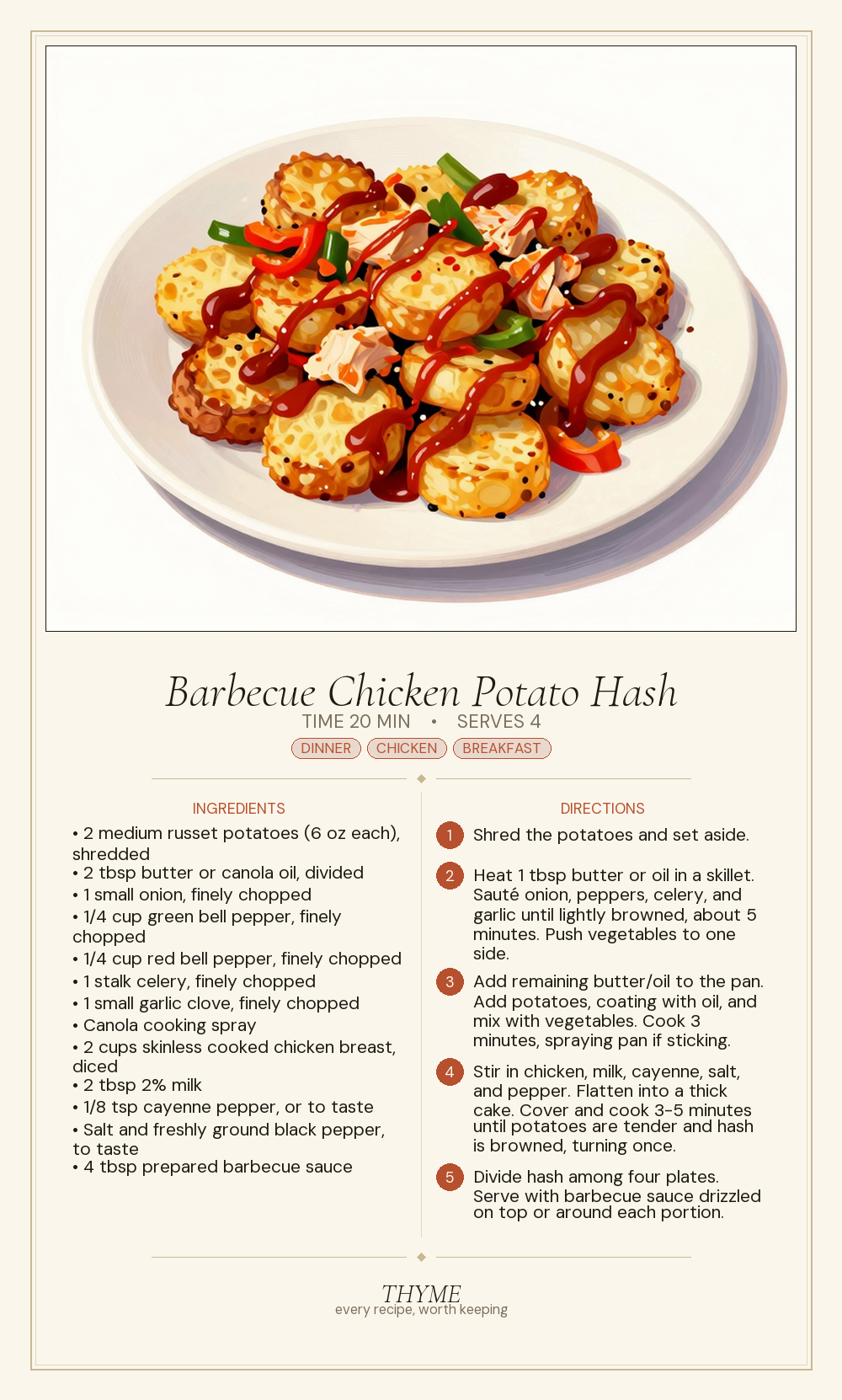 Barbecue Chicken Potato Hash