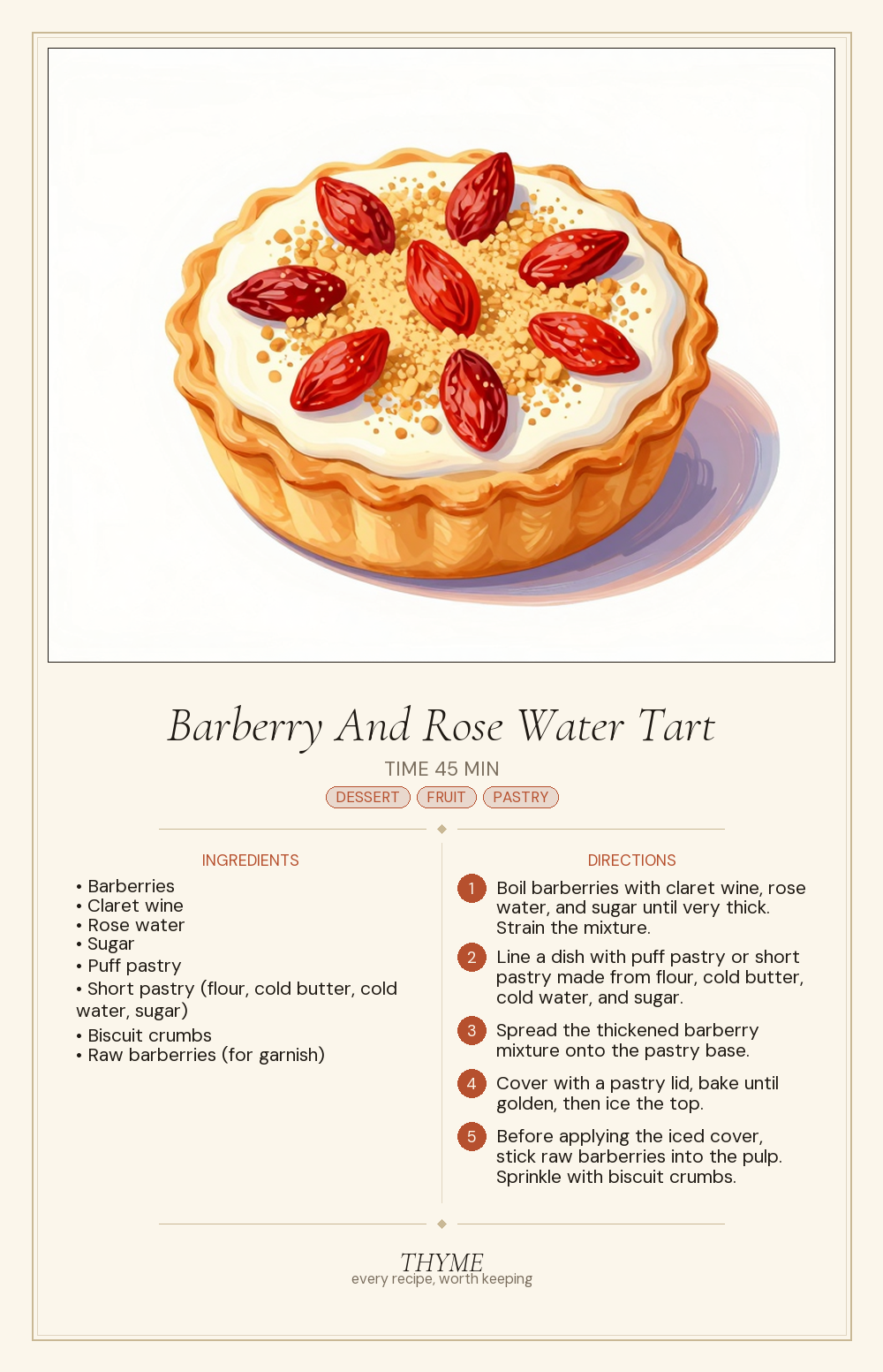 Barberry And Rose Water Tart