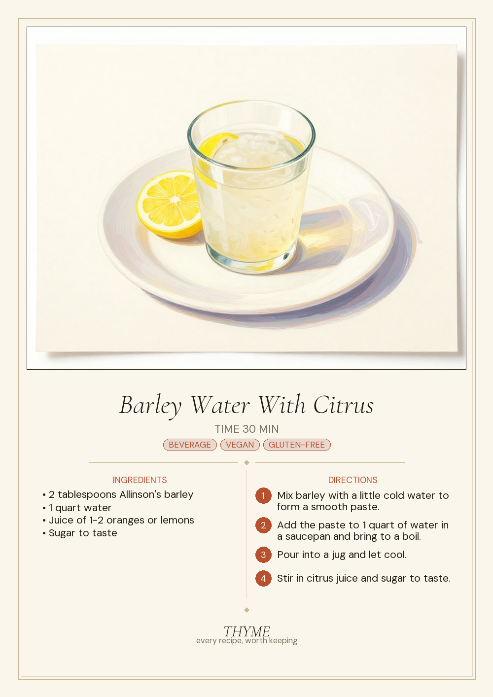Barley Water With Citrus