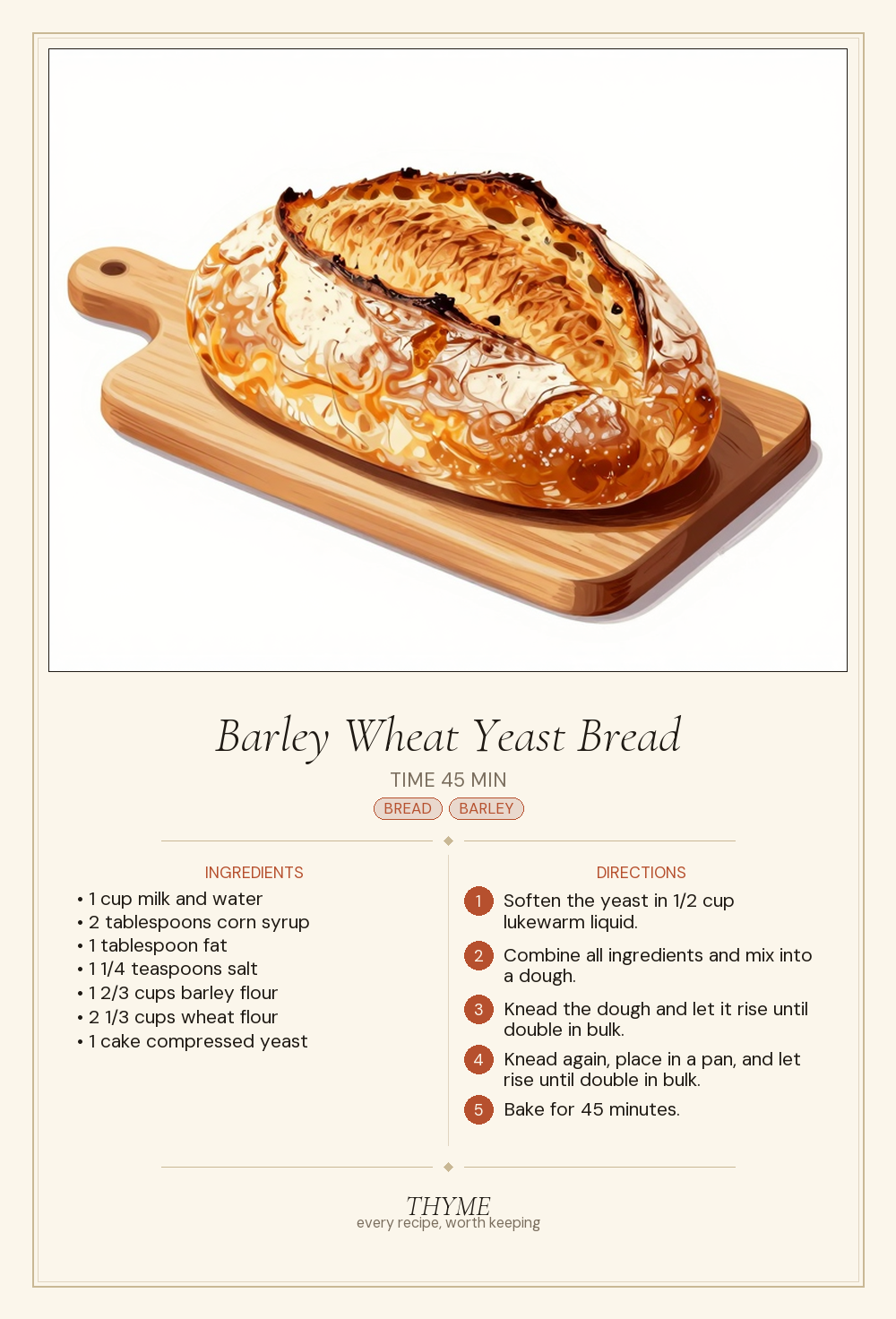 Barley Wheat Yeast Bread