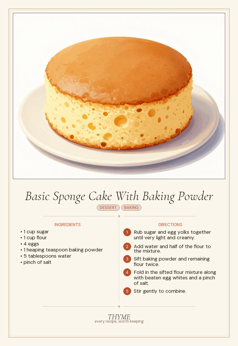Basic Sponge Cake With Baking Powder