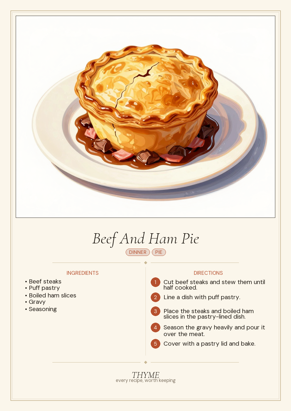 Beef And Ham Pie