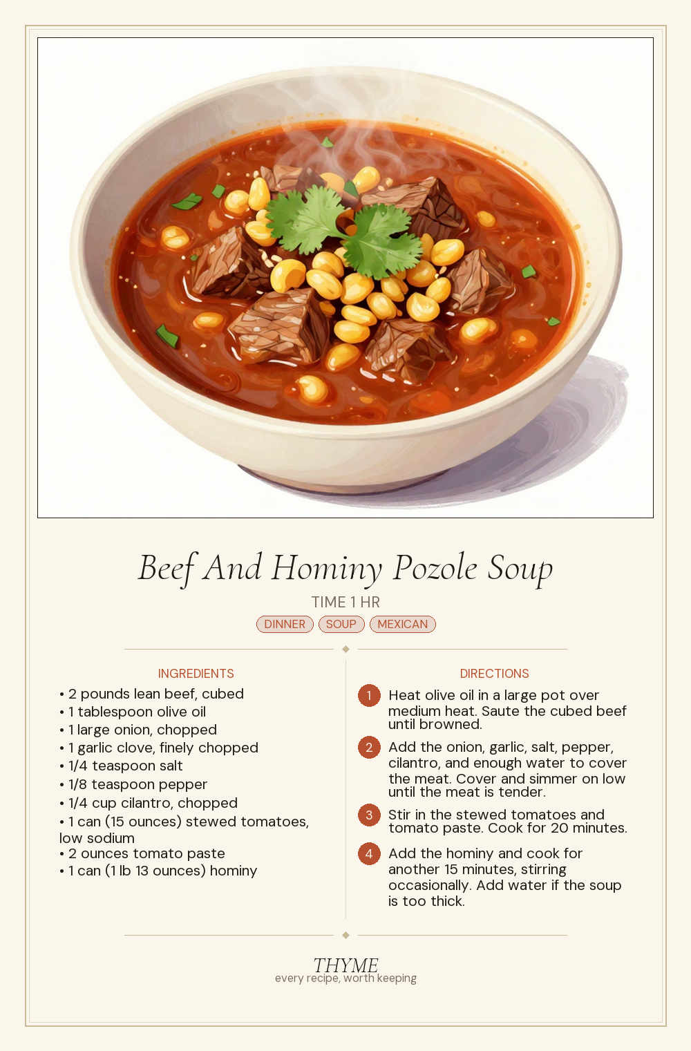 Beef And Hominy Pozole Soup