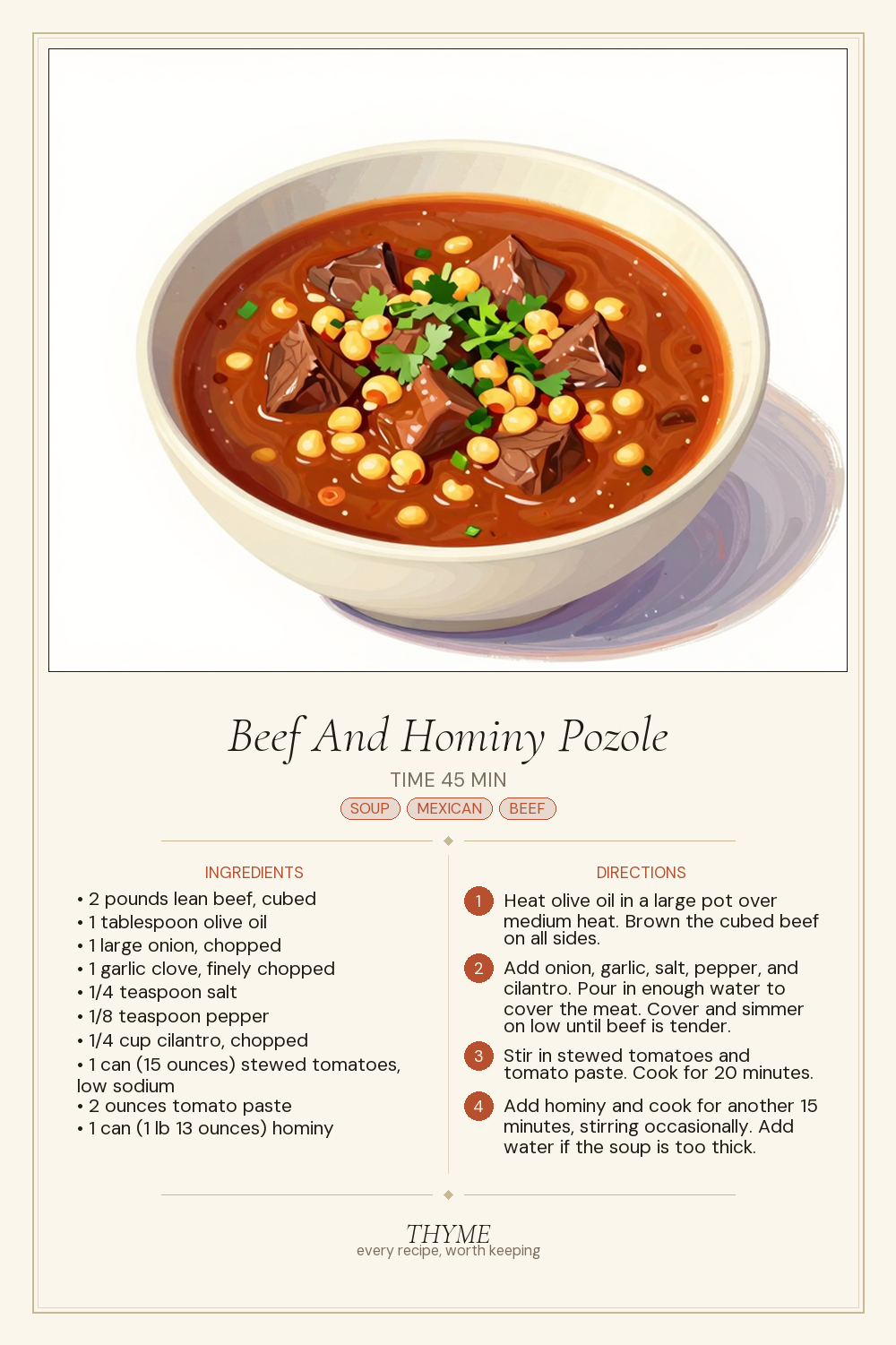 Beef And Hominy Pozole