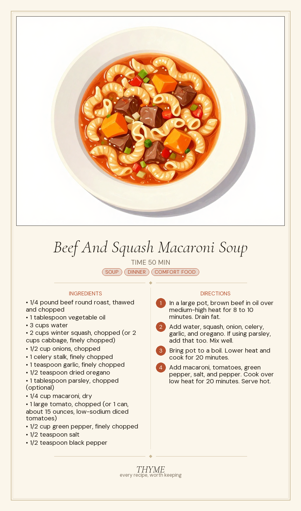 Beef And Squash Macaroni Soup