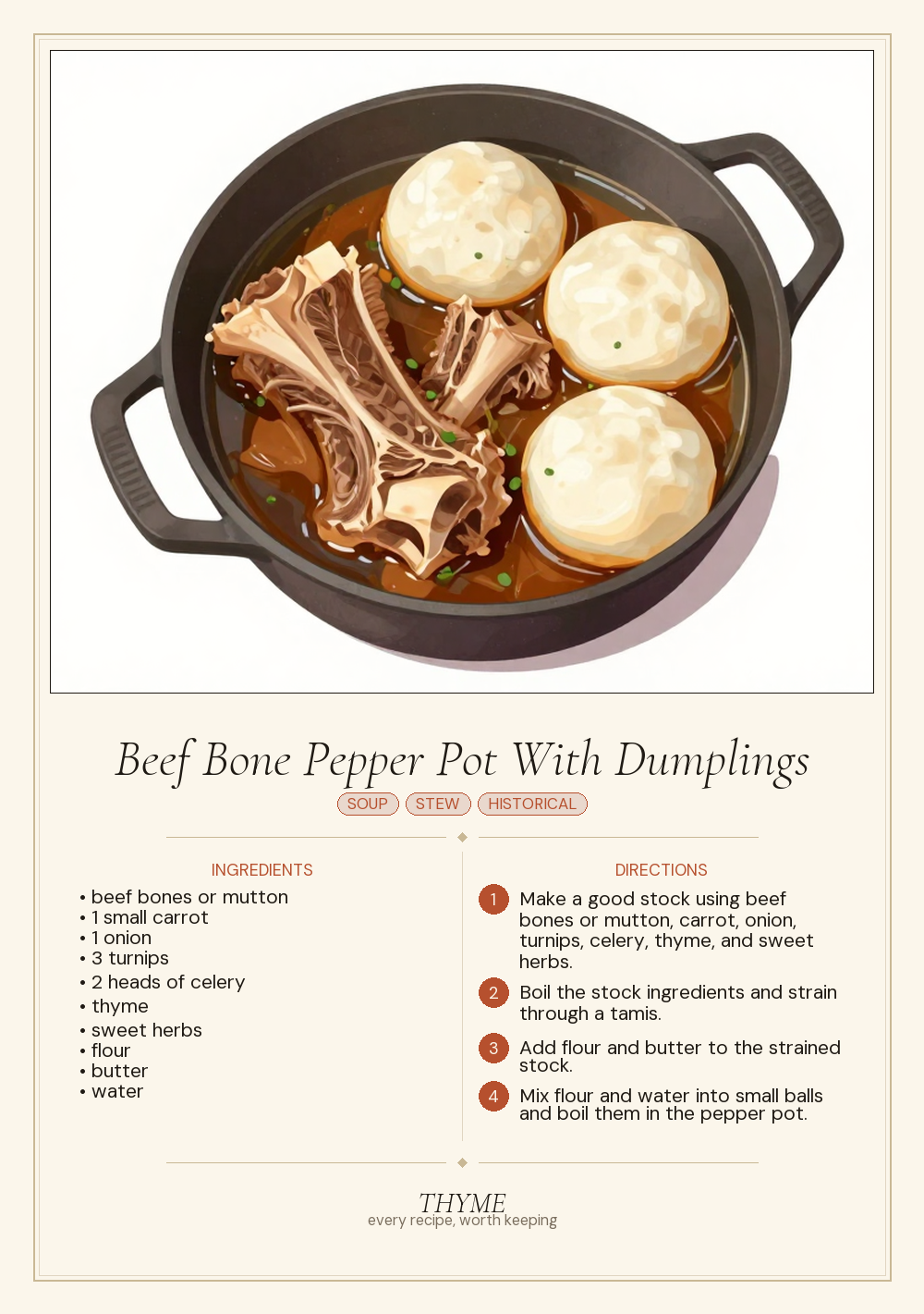 Beef Bone Pepper Pot With Dumplings