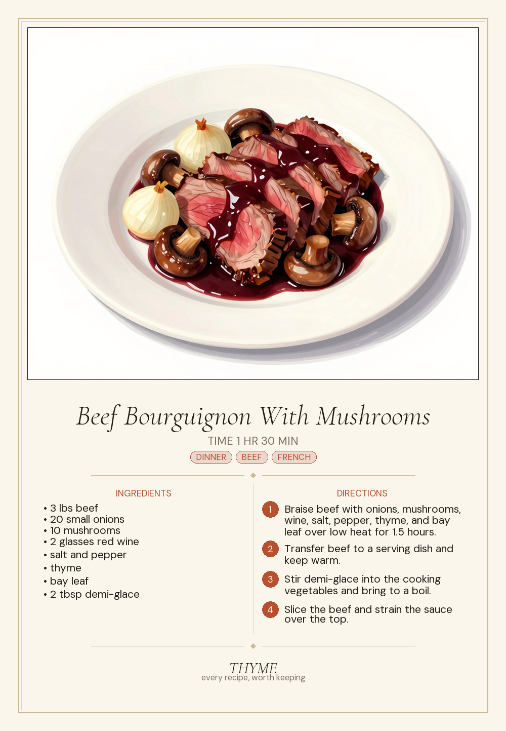 Beef Bourguignon With Mushrooms