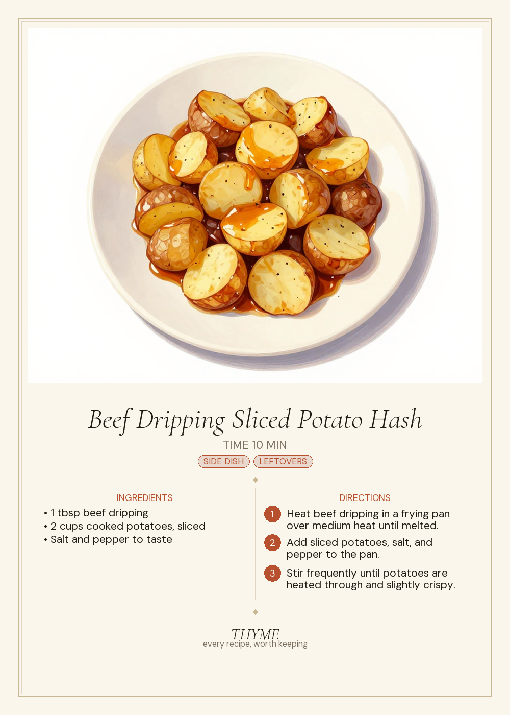 Beef Dripping Sliced Potato Hash