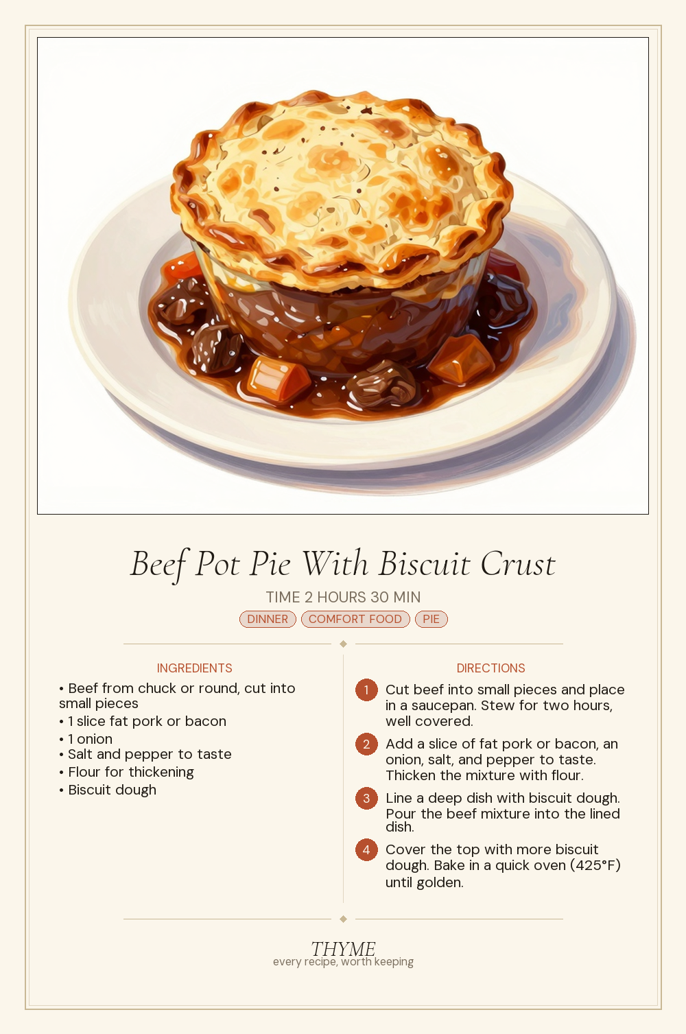 Beef Pot Pie With Biscuit Crust
